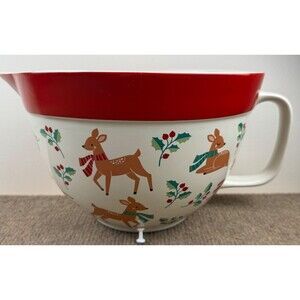 The Bakeshop By MasterClass Reindeer And Holy 3qt Ceramic Mixing Bowl W/Handle